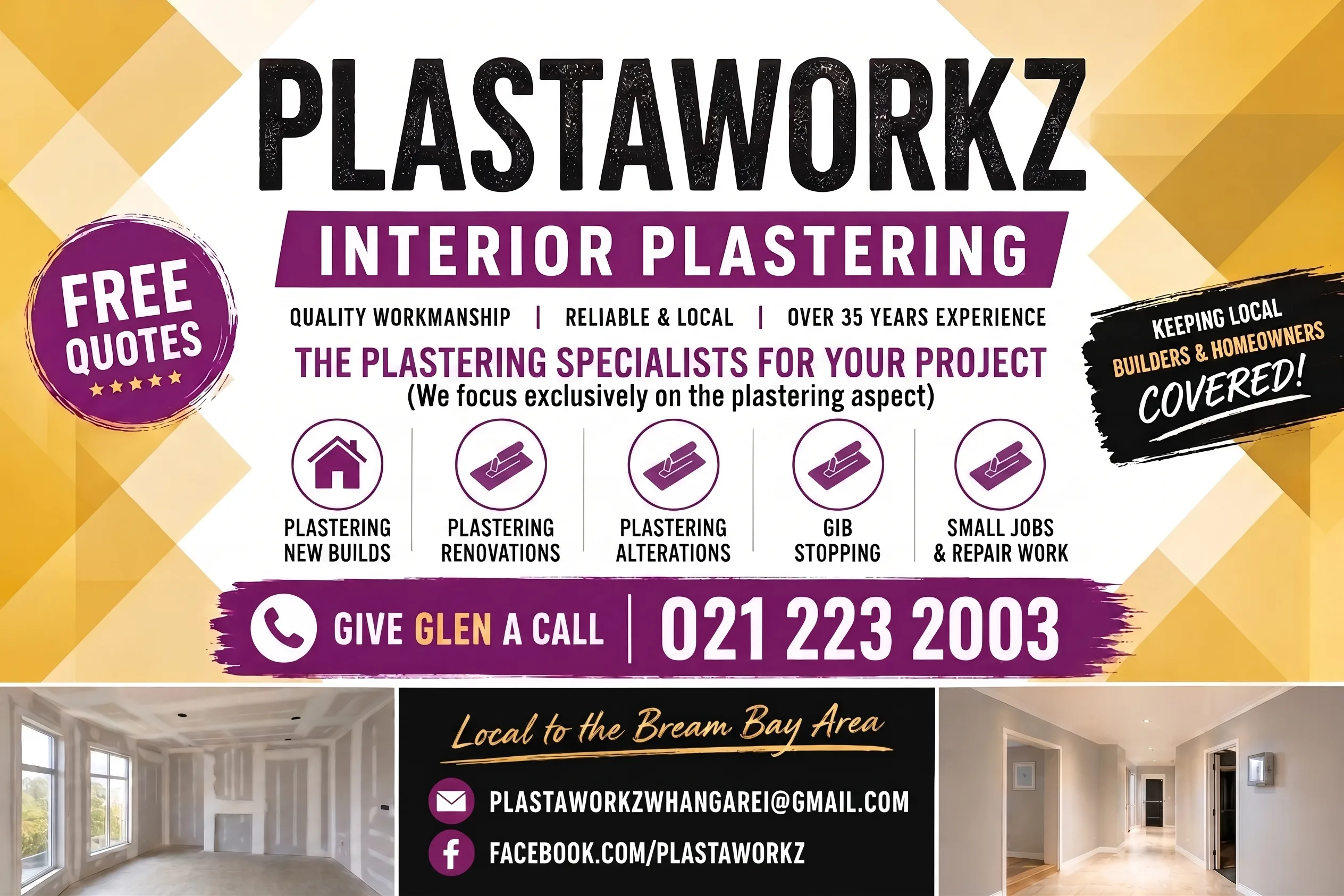 Plastaworkz - Interior Plastering (Gib Stopping)